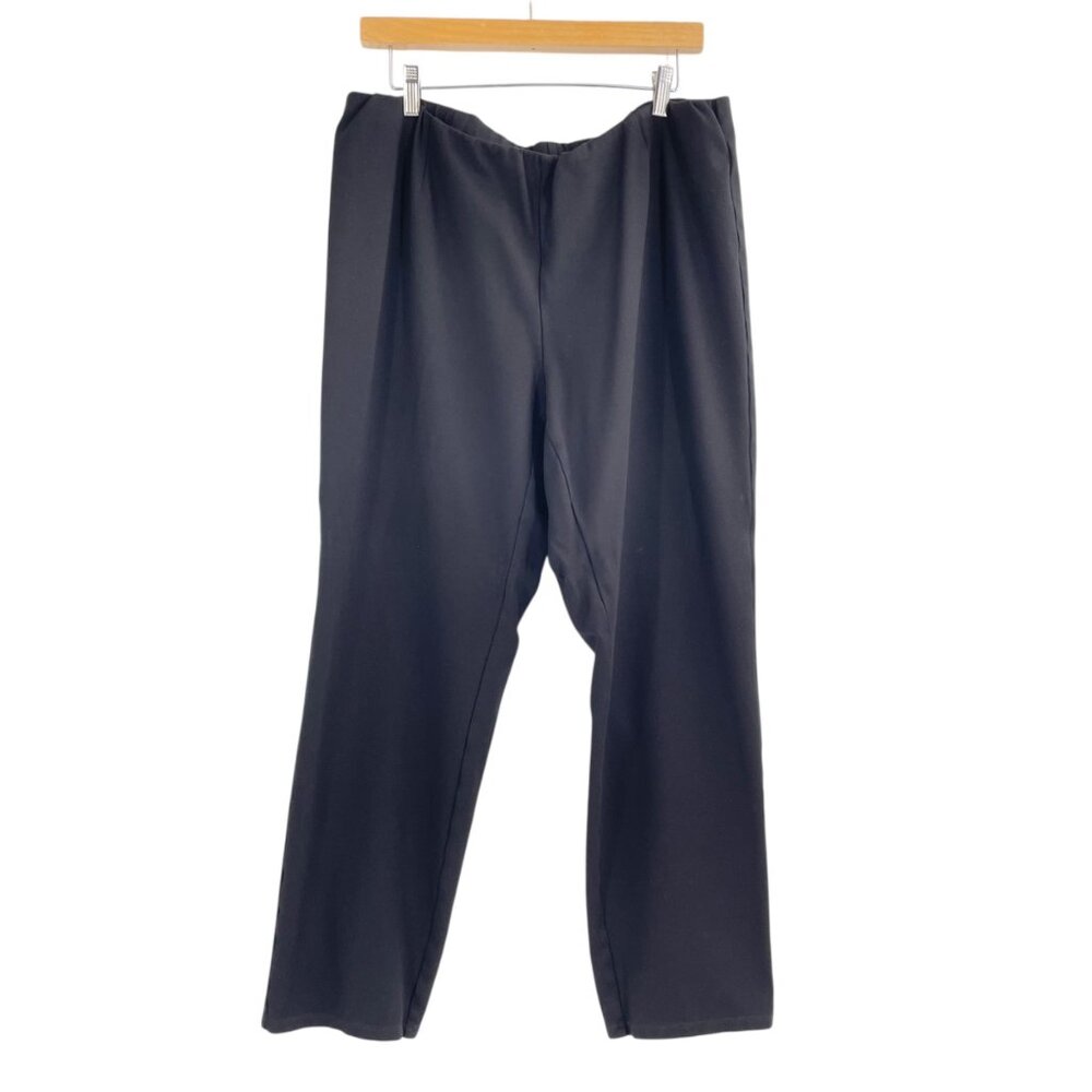 Eileen Fisher Black Pull On Elastic Waist Casual Pants Womens Size 2X Comfort
